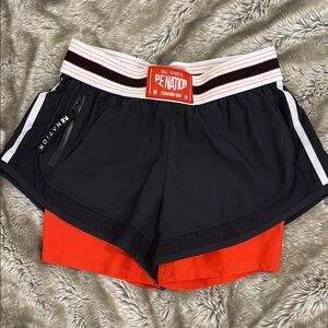 P.E Nation Black and Red Women's Shorts on XS